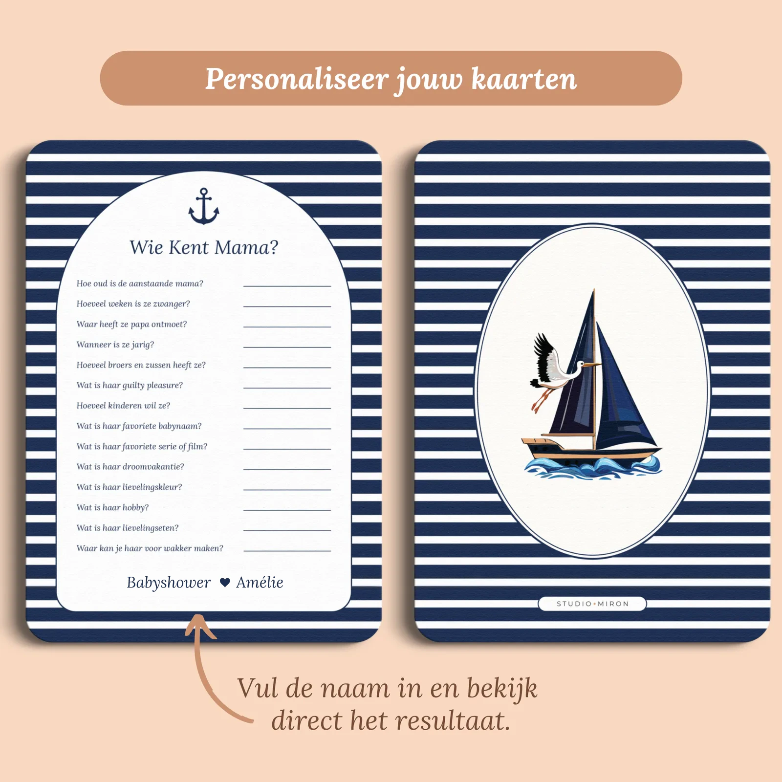 Aperçu de la carte avec le prénom que vous saisissez