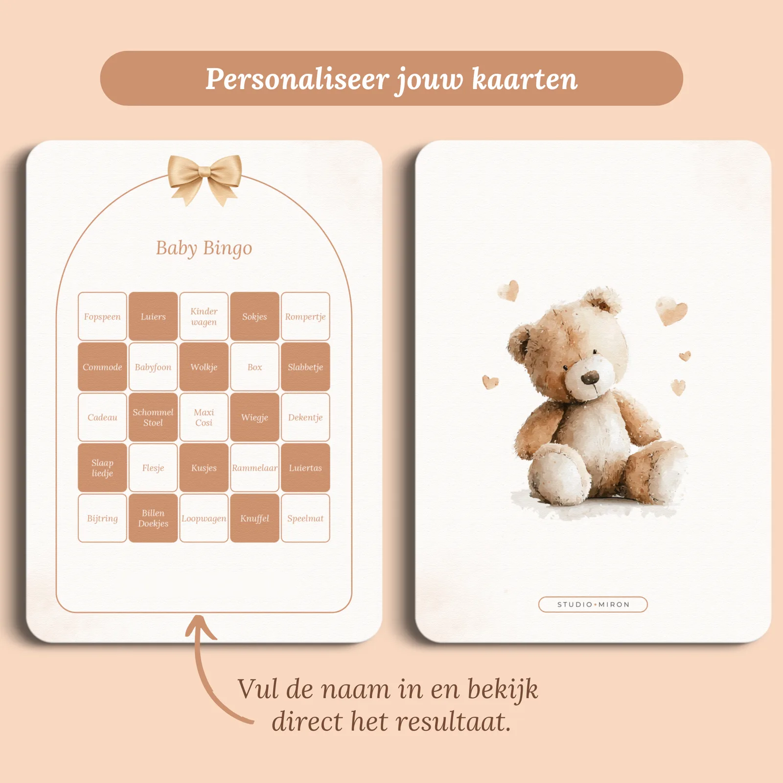Aperçu de la carte avec le prénom que vous saisissez
