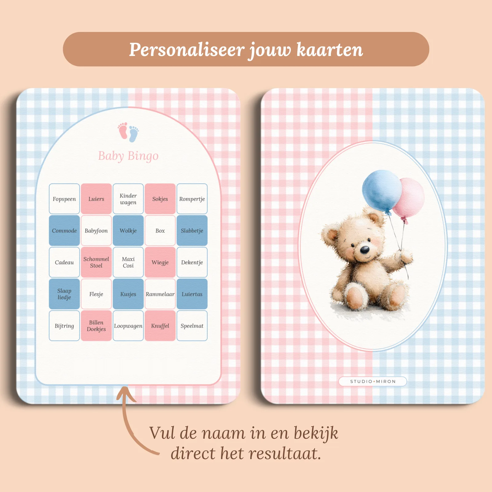 Aperçu de la carte avec le prénom que vous saisissez