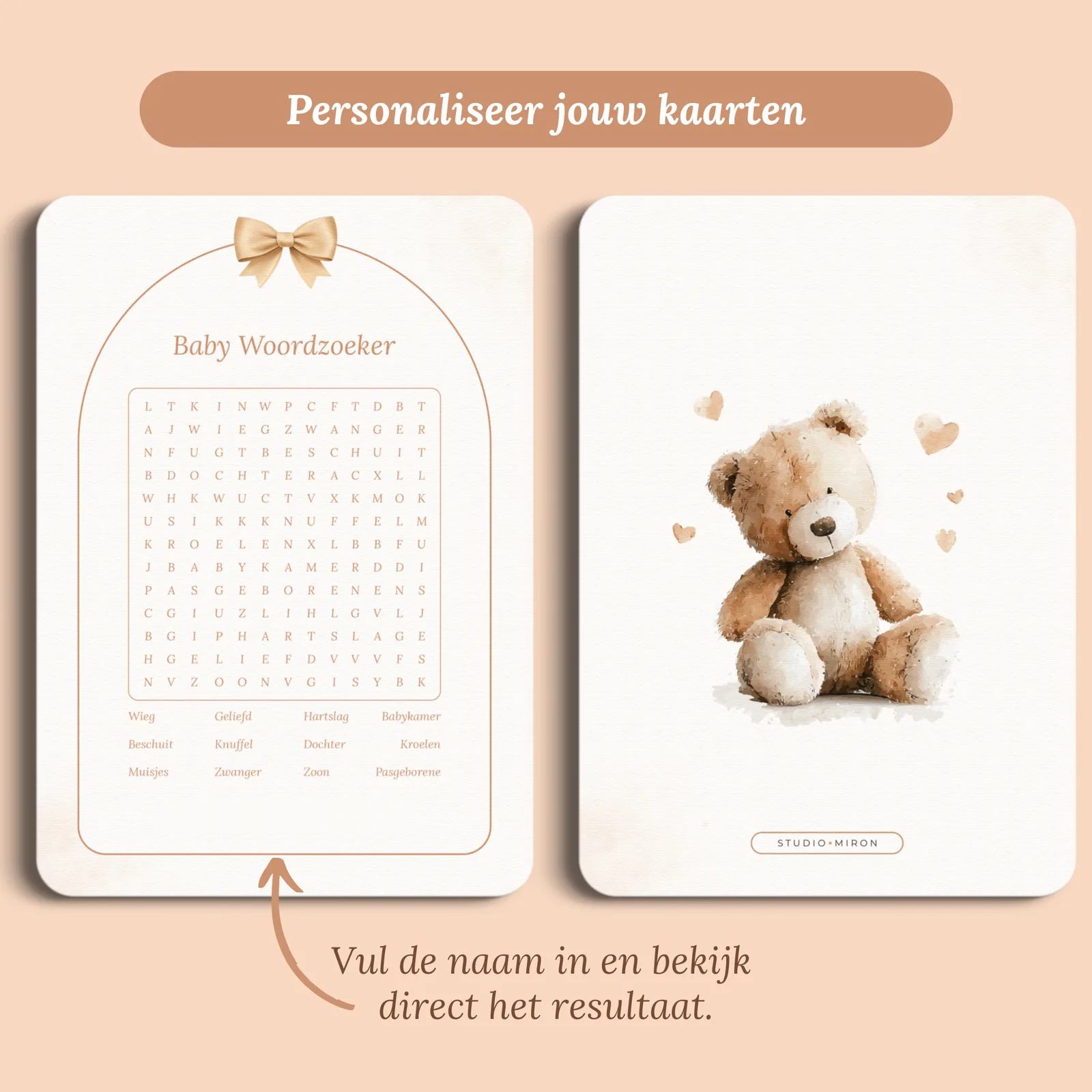 Aperçu de la carte avec le prénom que vous saisissez