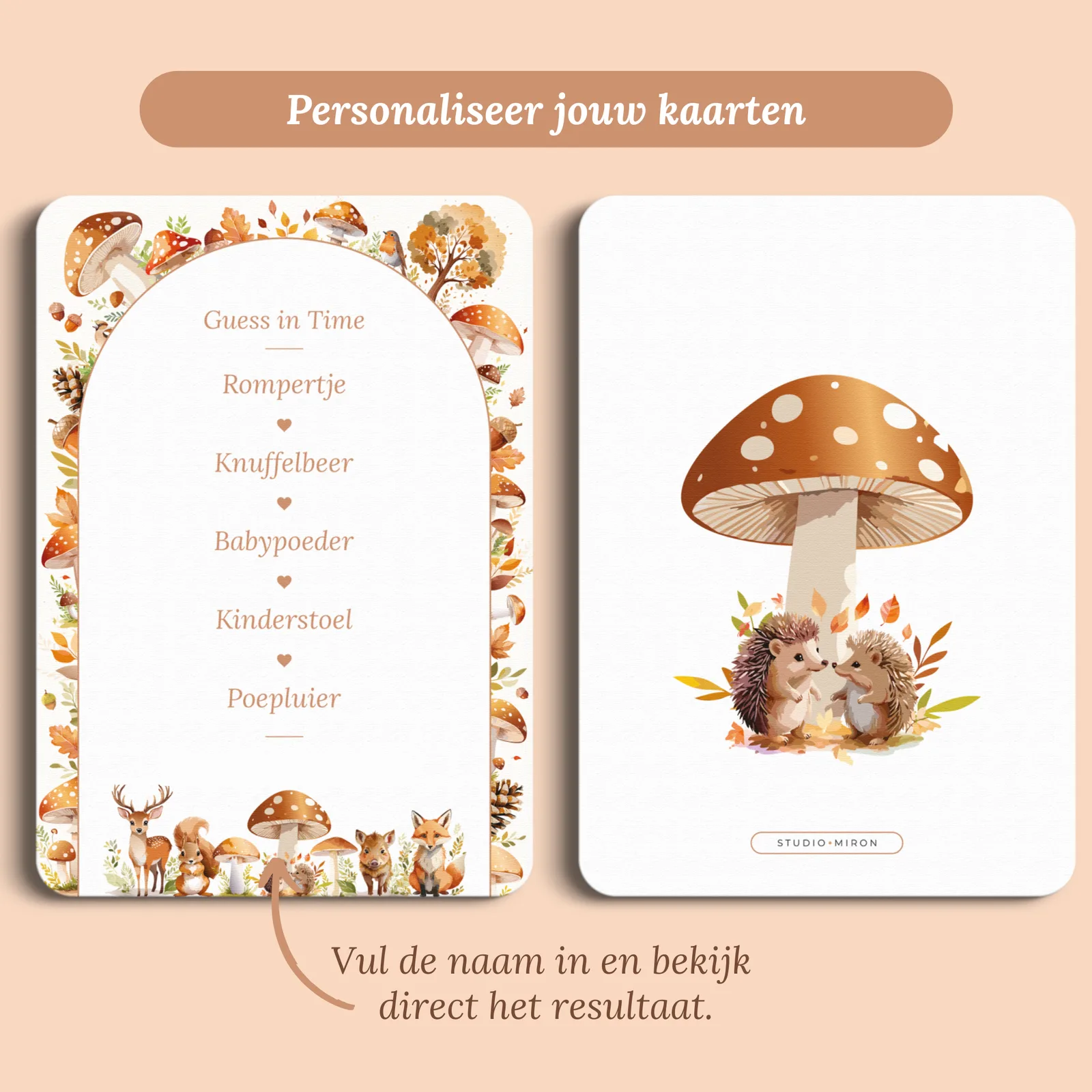 Aperçu de la carte avec le prénom que vous saisissez