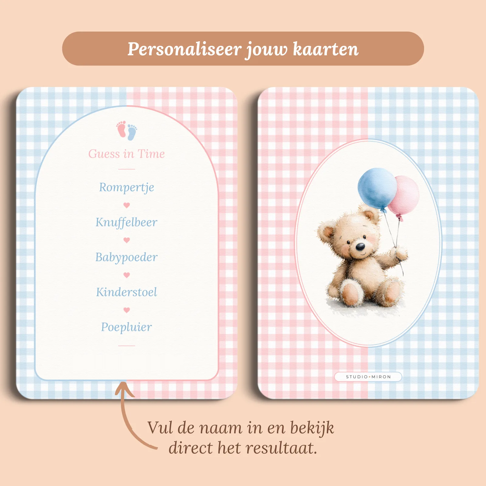 Aperçu de la carte avec le prénom que vous saisissez
