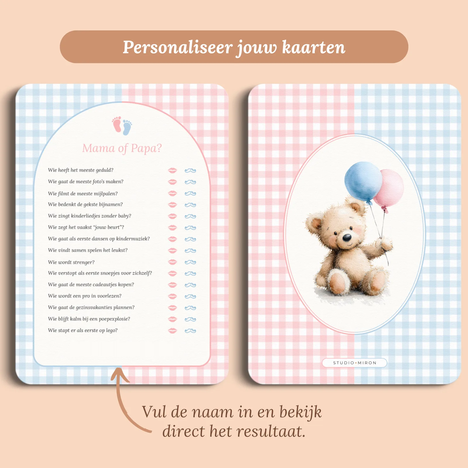 Aperçu de la carte avec le prénom que vous saisissez