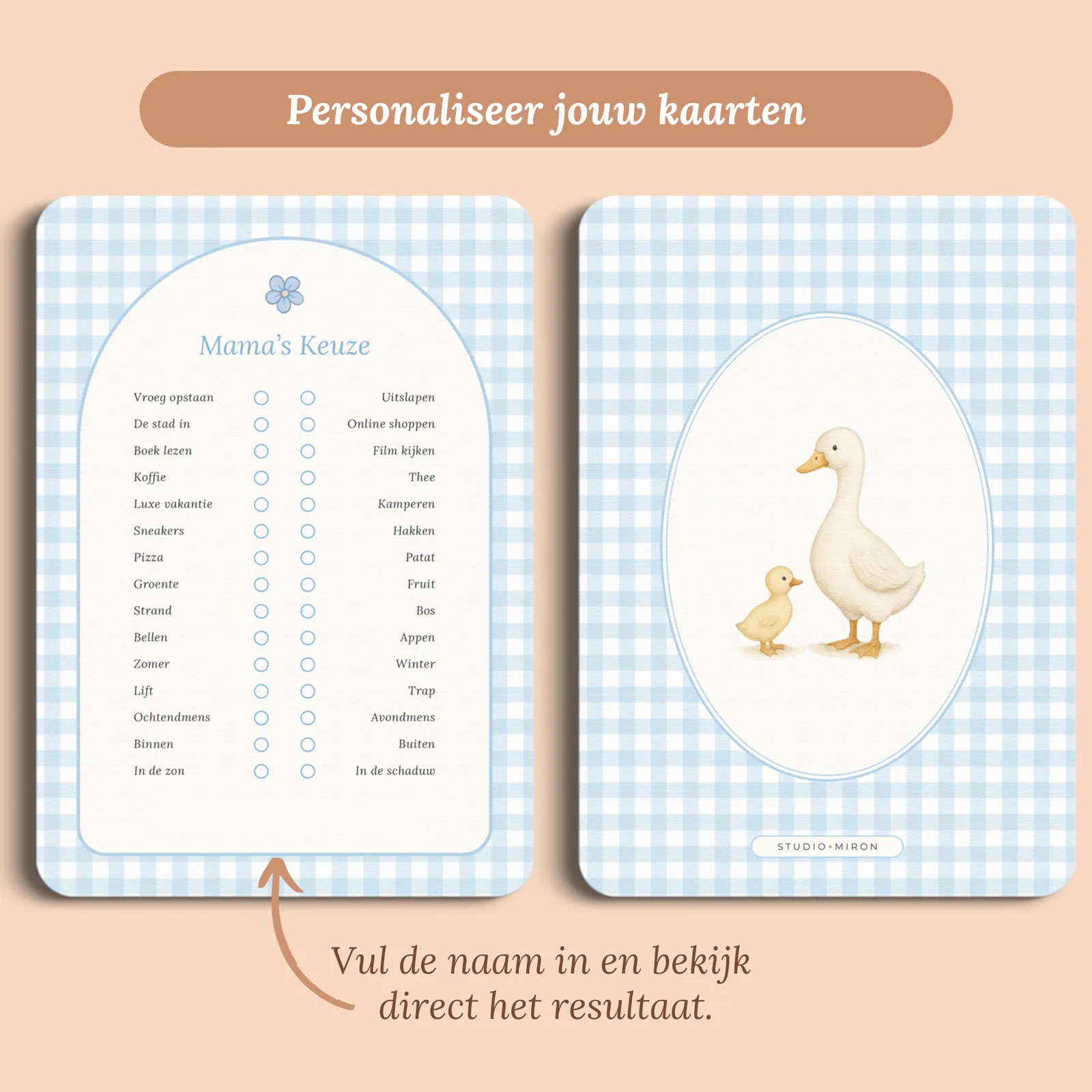 Aperçu de la carte avec le prénom que vous saisissez