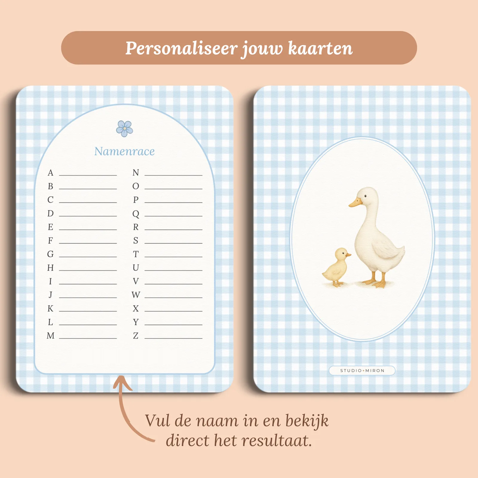 Aperçu de la carte avec le prénom que vous saisissez