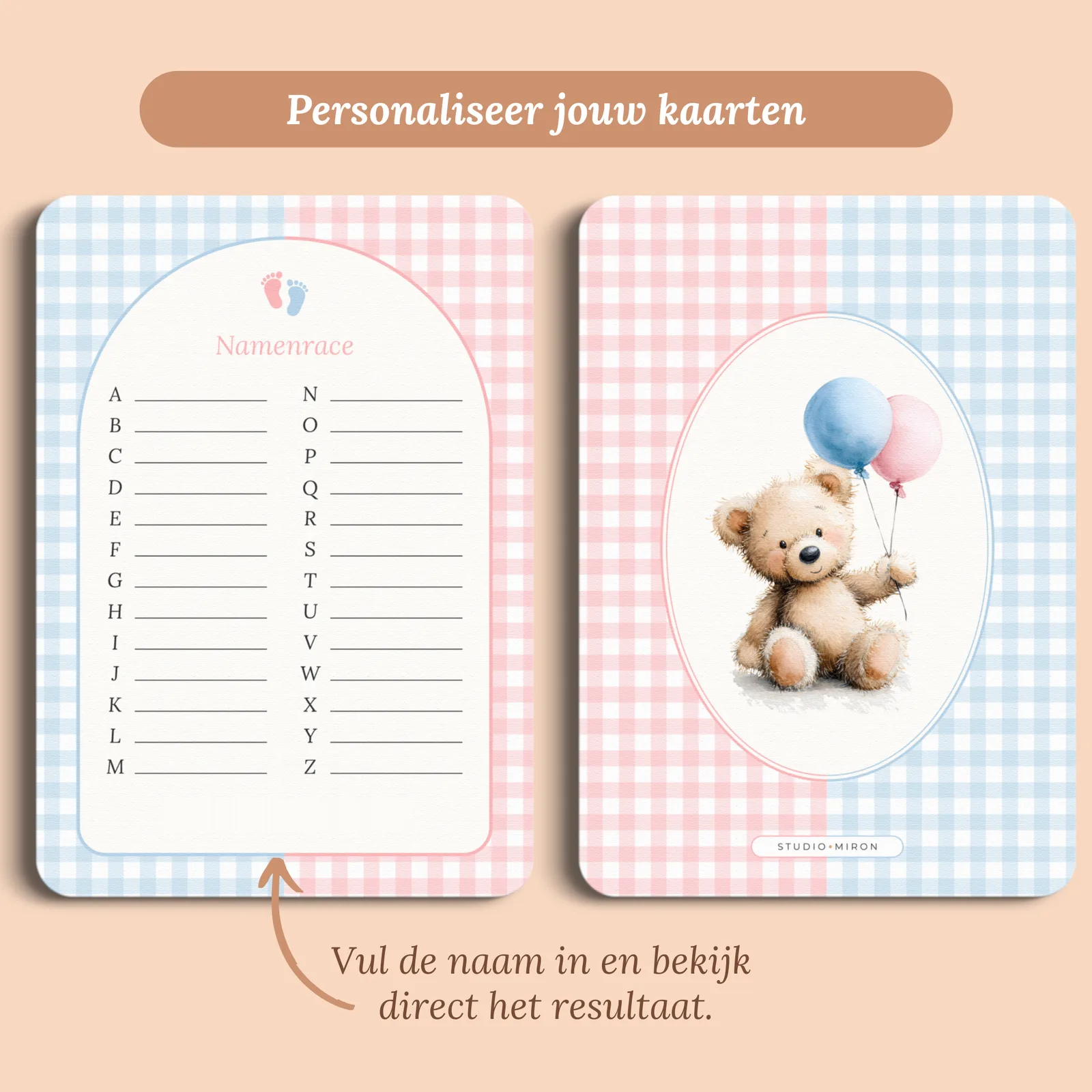 Aperçu de la carte avec le prénom que vous saisissez