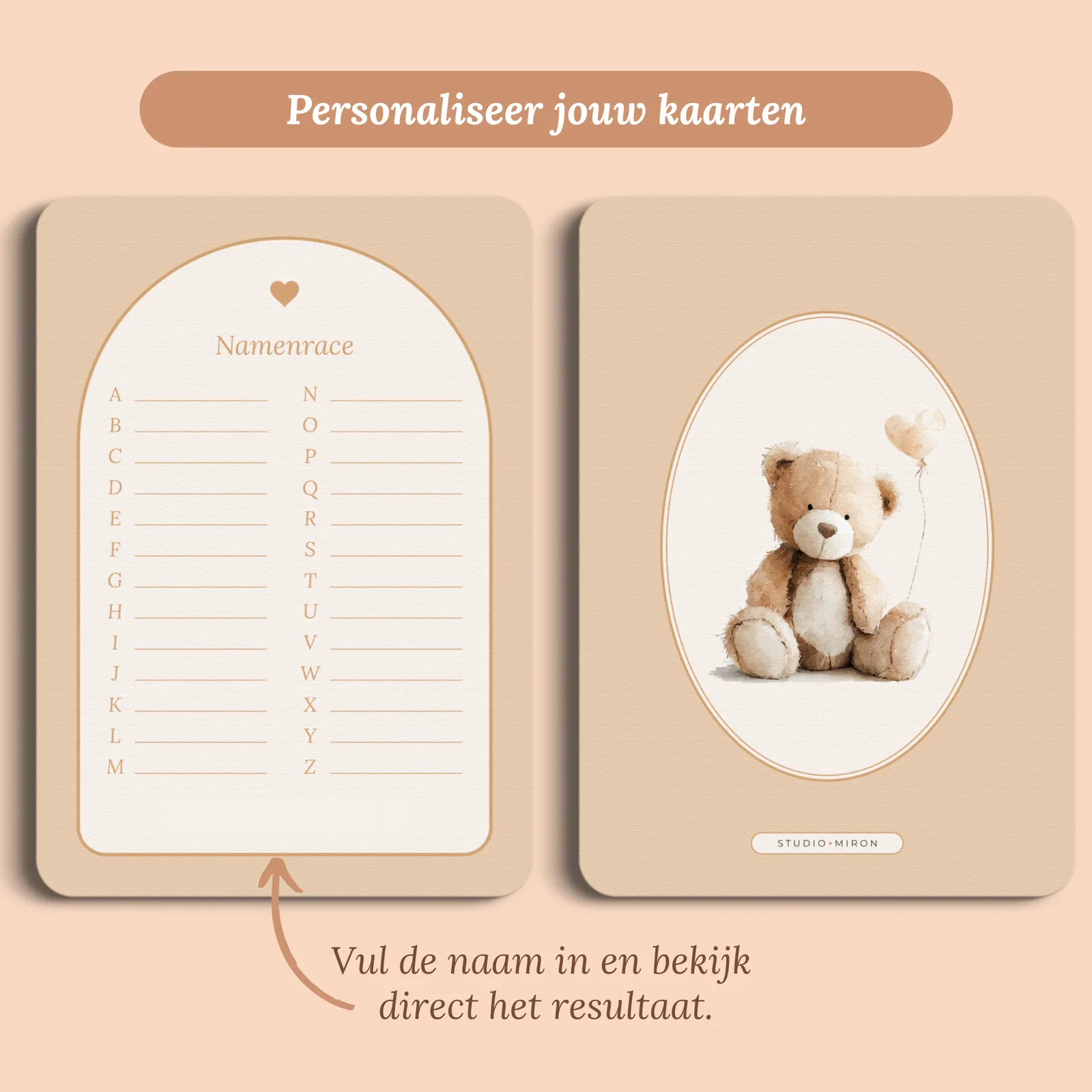 Aperçu de la carte avec le prénom que vous saisissez