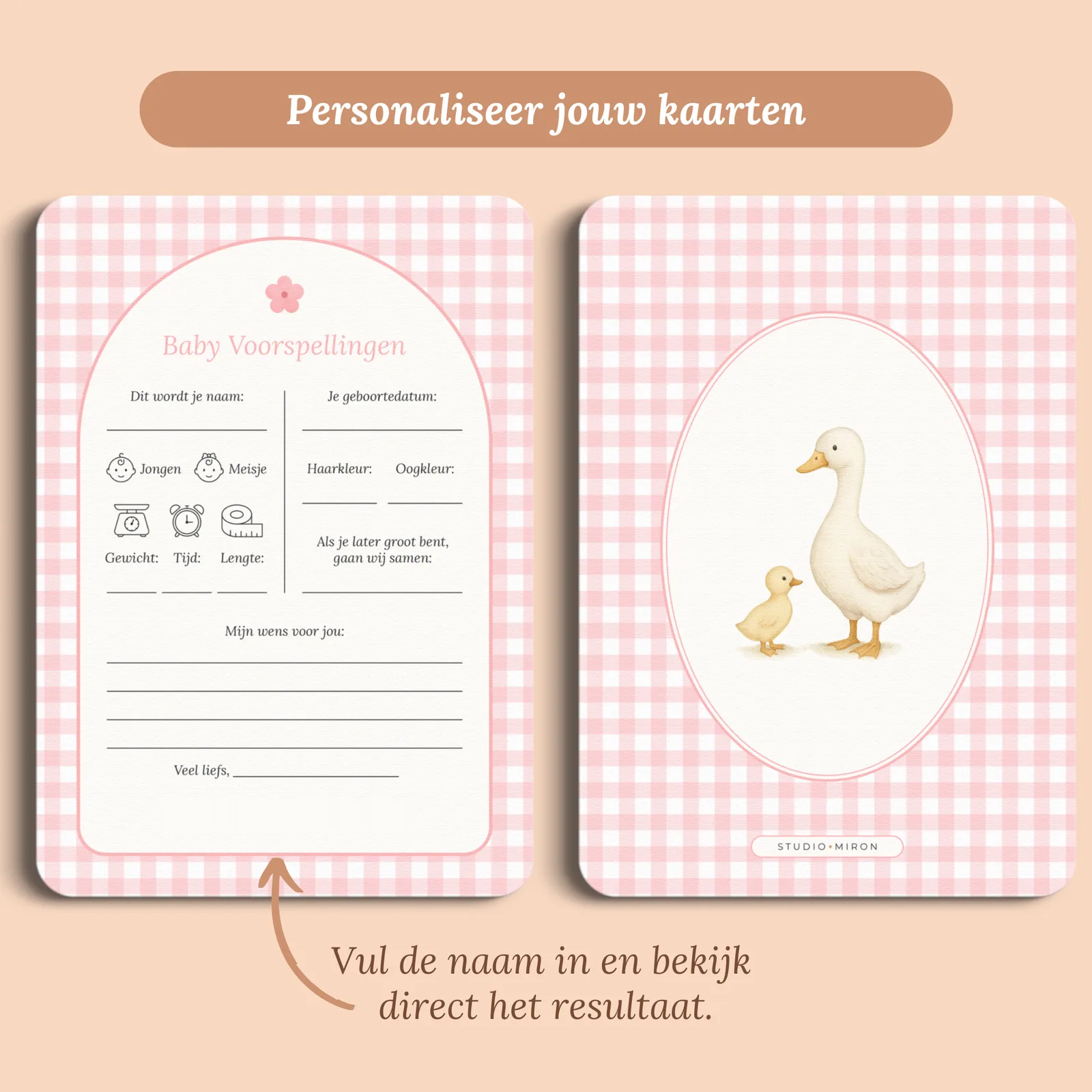 Aperçu de la carte avec le prénom que vous saisissez