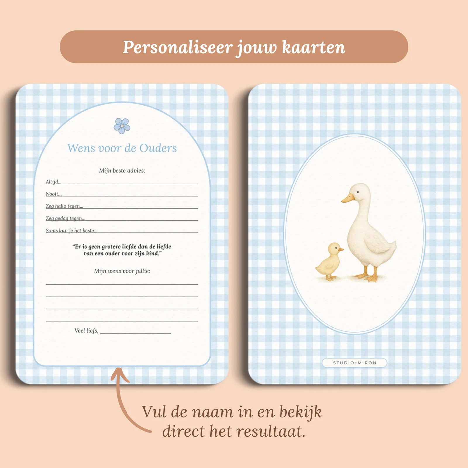 Aperçu de la carte avec le prénom que vous saisissez