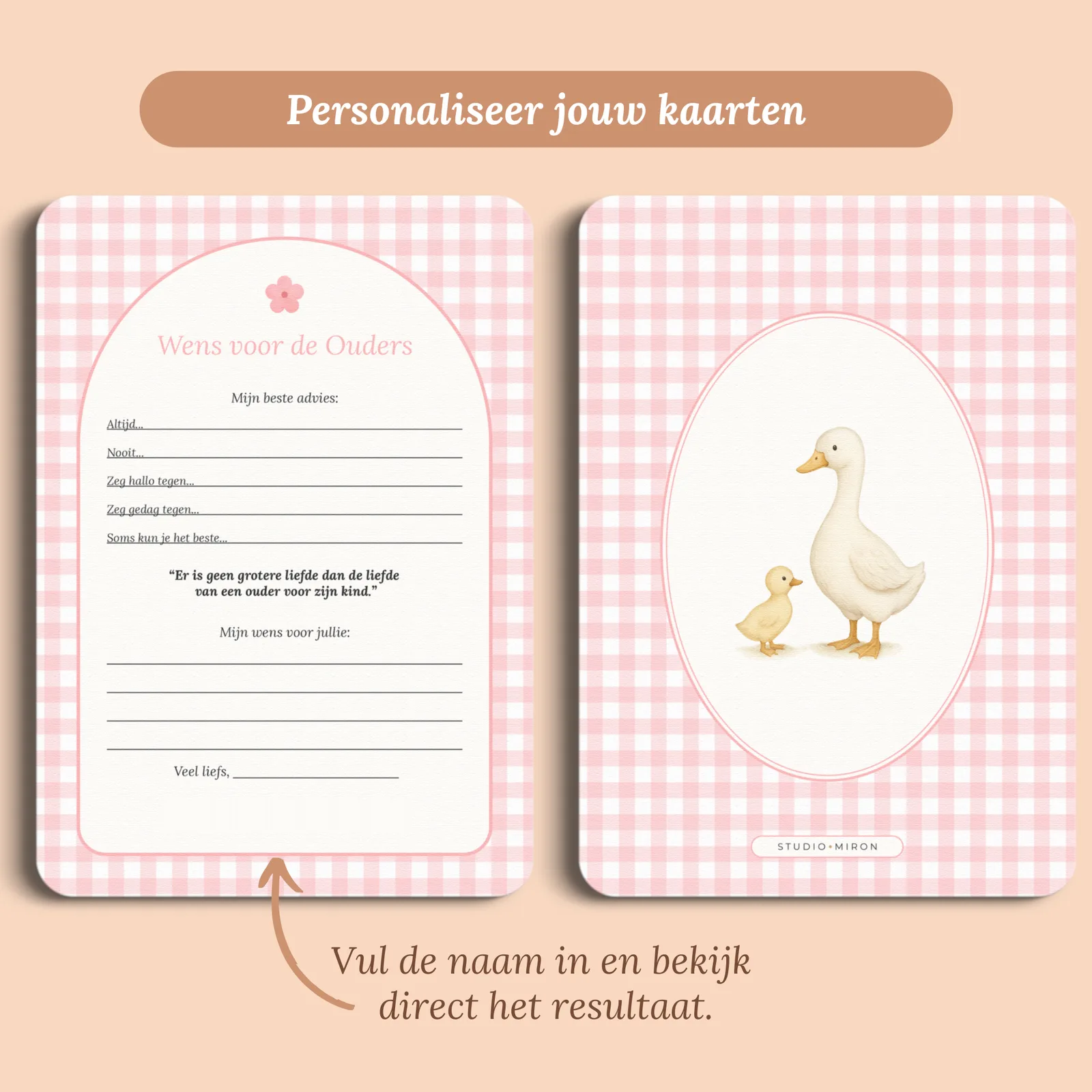 Aperçu de la carte avec le prénom que vous saisissez