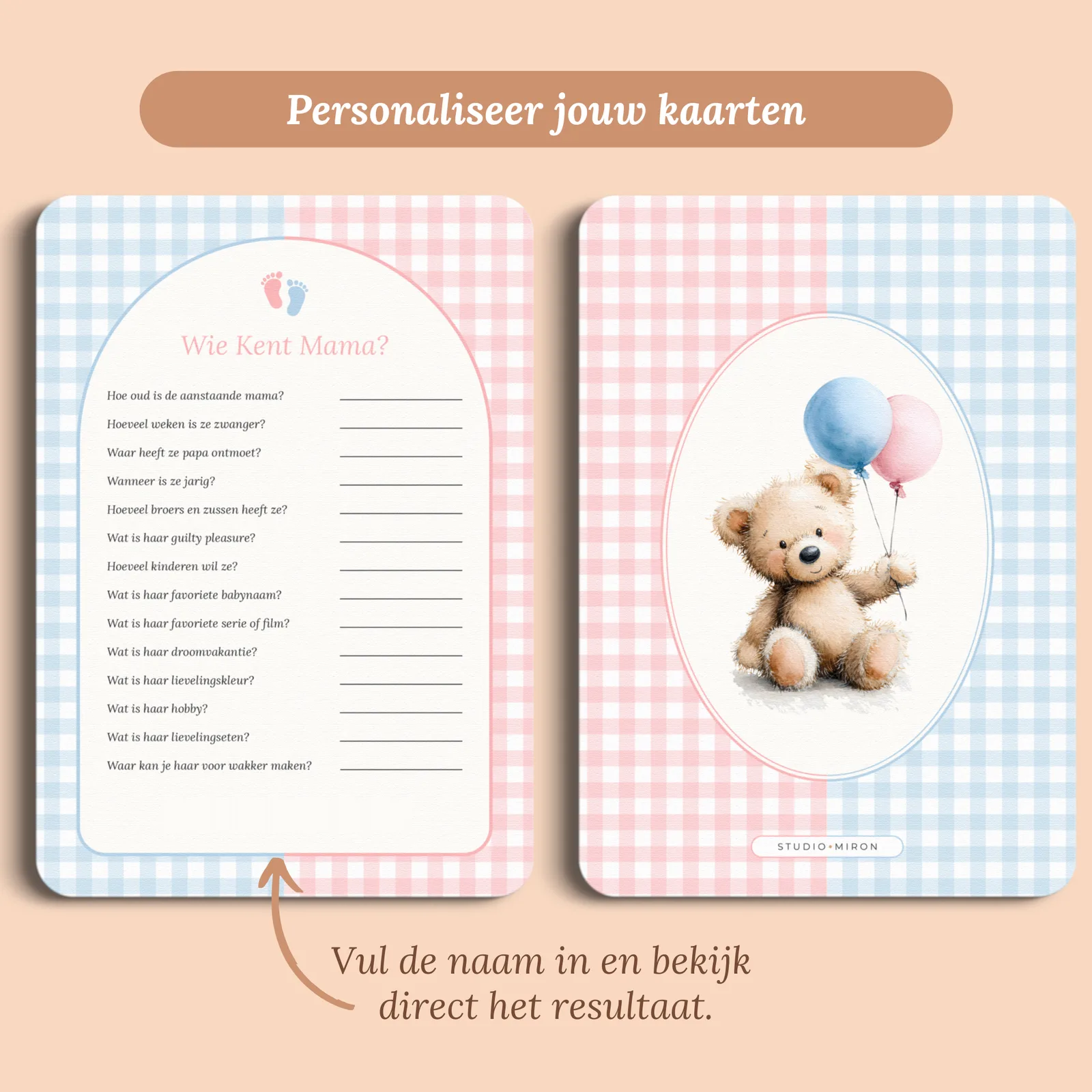 Aperçu de la carte avec le prénom que vous saisissez